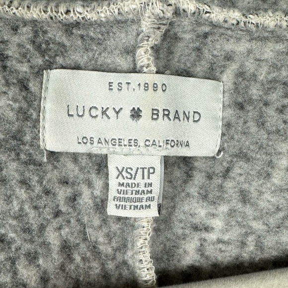 Lucky Brand Cardigan Sweater Fleece Lined Shawl Wrap Collar Chunky Cream Gray XS - Picture 11 of 16